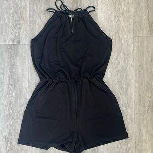 White House Black Market Black Halter Shorts Romper size XS